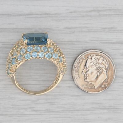 Gray 8.50ctw London Blue Topaz Pave Ring 14k Yellow Gold Size 7.25 Cocktail