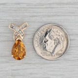 1.92ctw Pear Orange Citrine Diamond Pendant 14k Yellow Gold