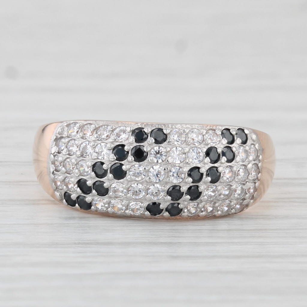 Light Gray 0.36ctw Black & White Cubic Zirconia Pave Ring 14k Yellow Gold Size 6.75