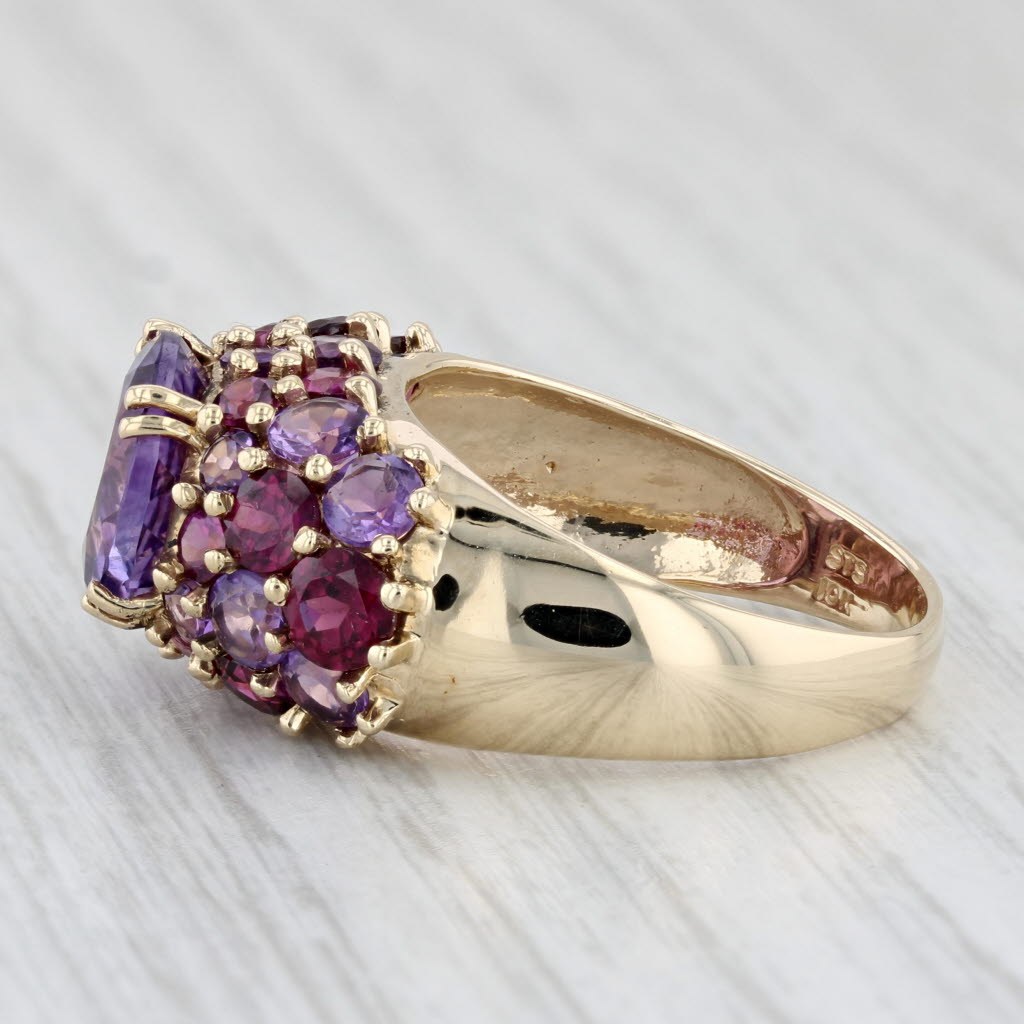 Light Gray 7.24ctw Amethyst Garnet Cocktail Ring 10k Yellow Gold Size 9