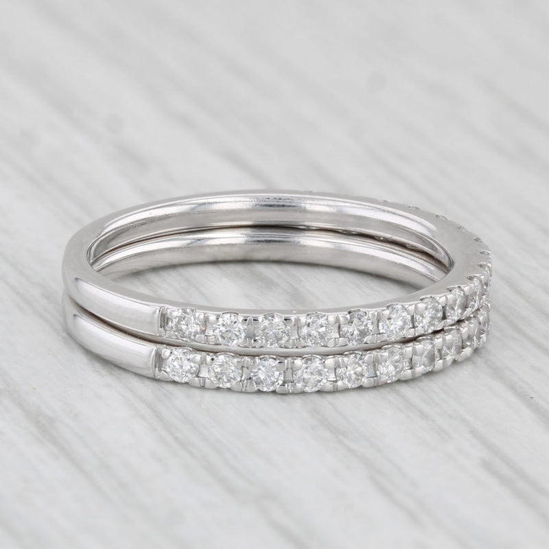 Light Gray 0.66ctw Diamond Set of 2 Rings 14k White Gold Wedding Anniversary Bands Sz 6.75