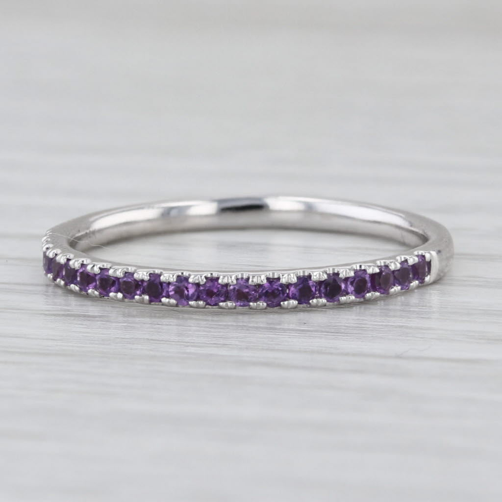 0.26ctw Amethyst Stackable Ring 14k White Gold Size 9.25 Wedding Band