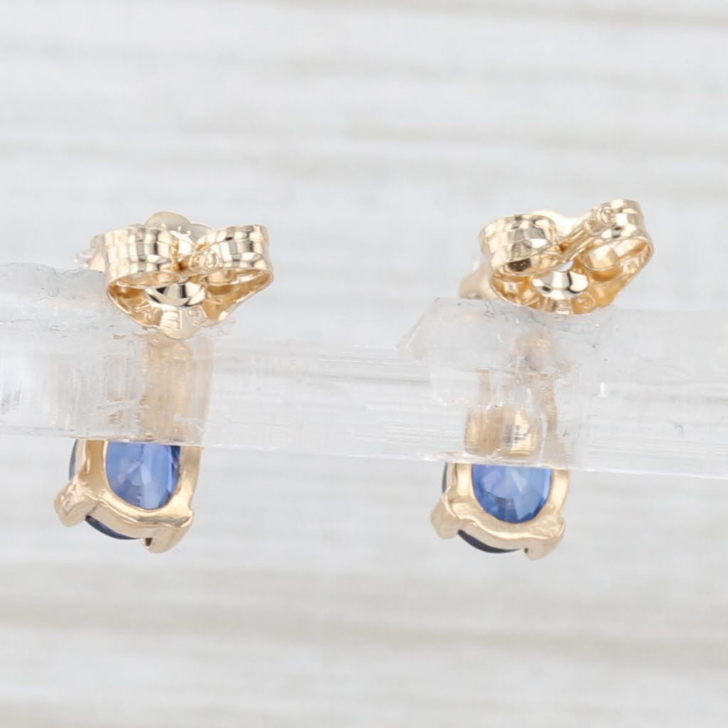 Light Gray 1.20ctw Blue Sapphire Diamond Dangle Earrings 14k Yellow Gold