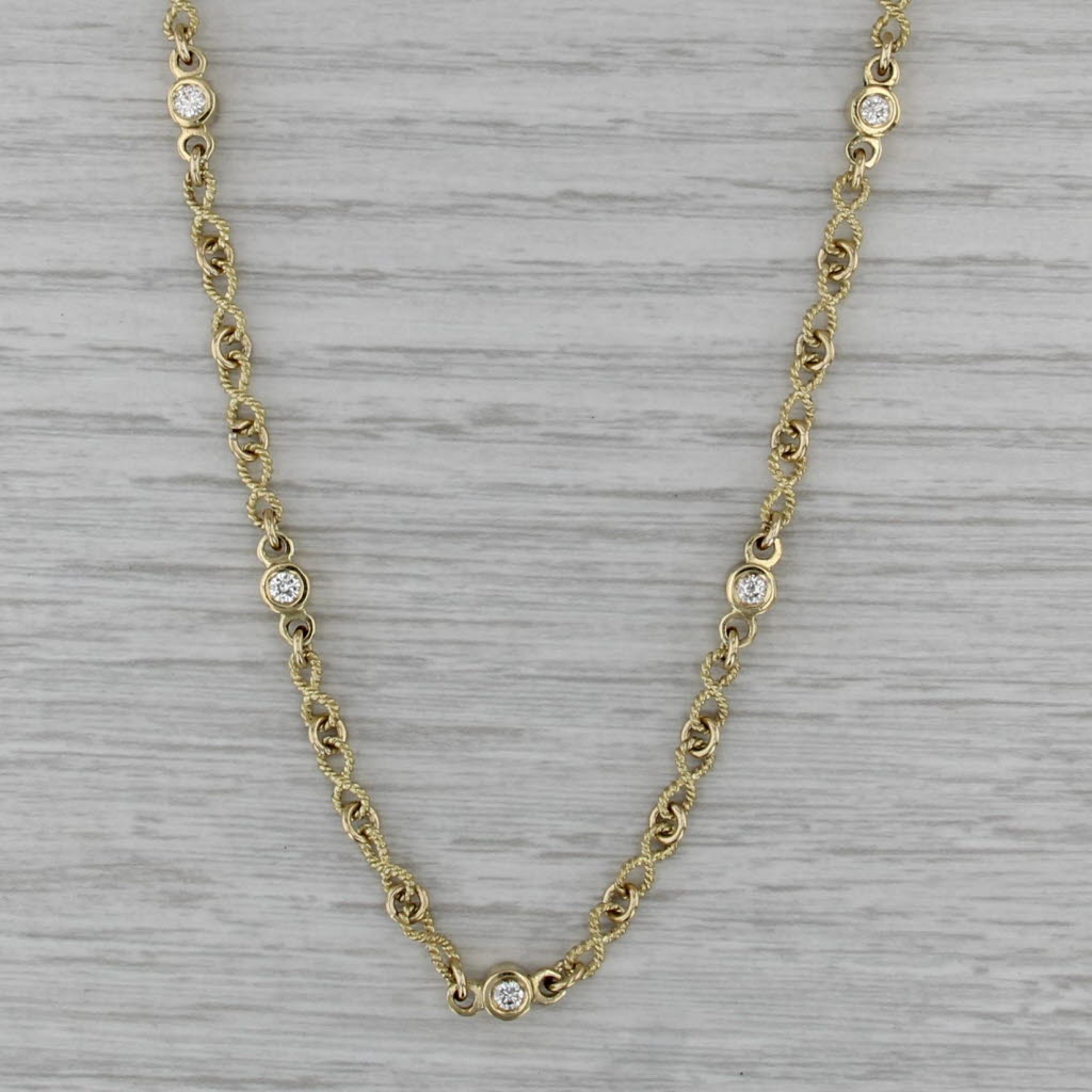 0.50ctw Diamond Station Necklace 18k Yellow Gold 18.5" Figure-8 Infinity Chain