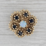 Opal Blue Sapphire Flower Slide Bracelet Charm 10k Yellow Gold Vintage