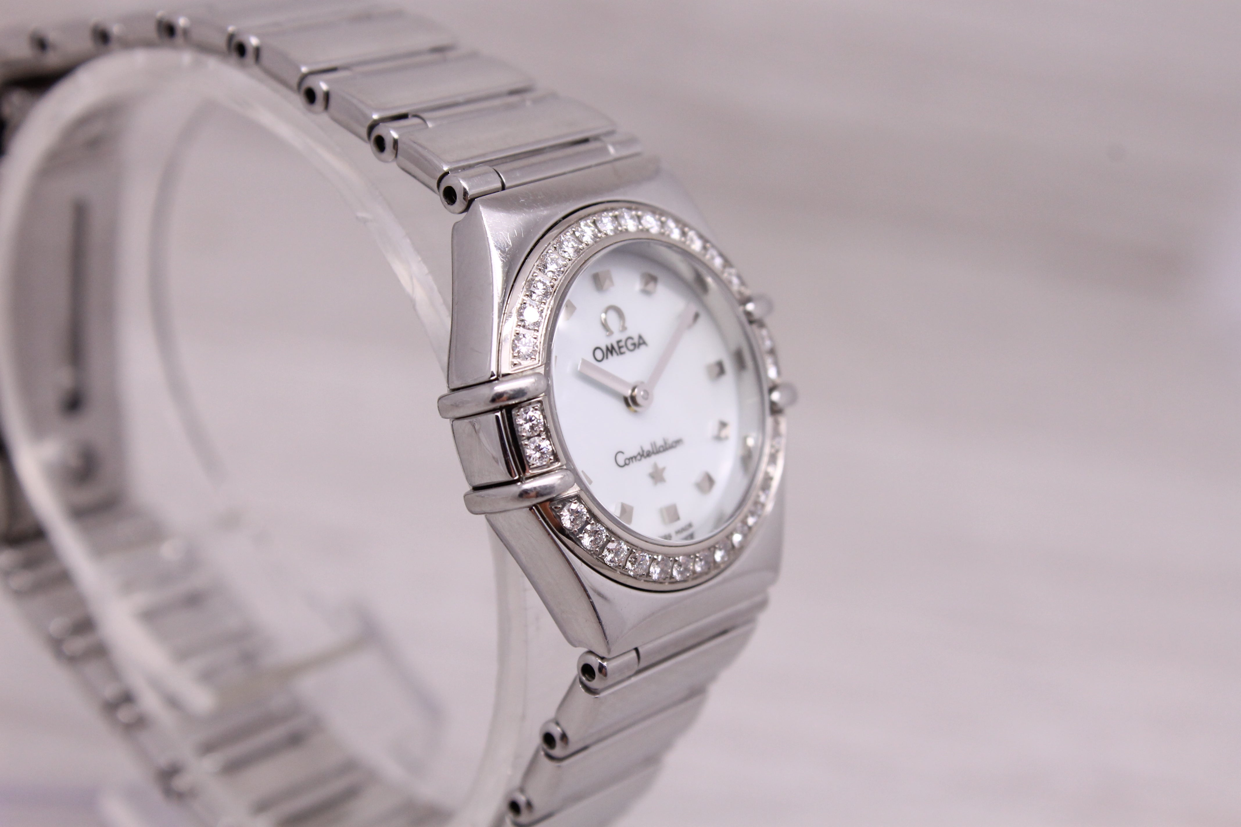 Dark Gray Omega Constellation Ladies "My Choice" Steel 23mm Quartz Watch Diamond Bezel MOP