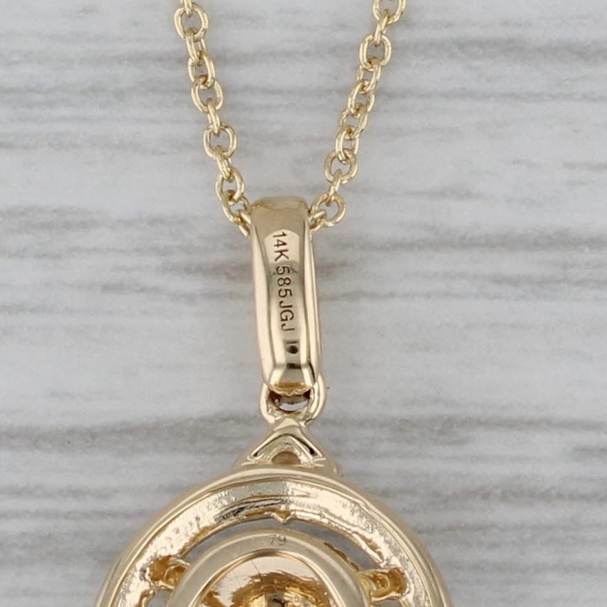 Dark Gray New Opal Cabochon Diamond Pendant Necklace 14k Yellow Gold 18" Cable Chain