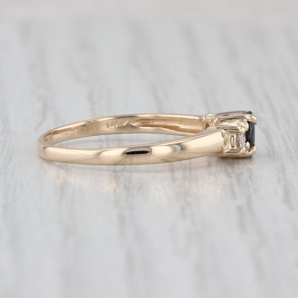 0.55ctw Blue Sapphire Diamond Ring 14k Yellow Gold Size 8