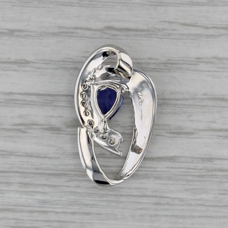 1.20ctw Pear Tanzanite Diamond Pendant 14k White Gold Floating Drop