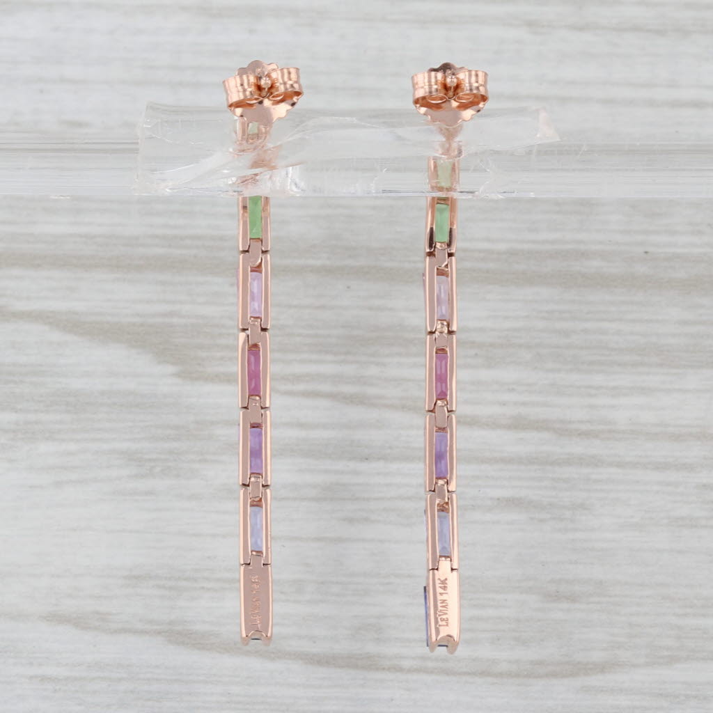 Le Vian 2.10ctw Gemstone Dangle Earrings 14k Gold Peridot Sapphire Tanzanite