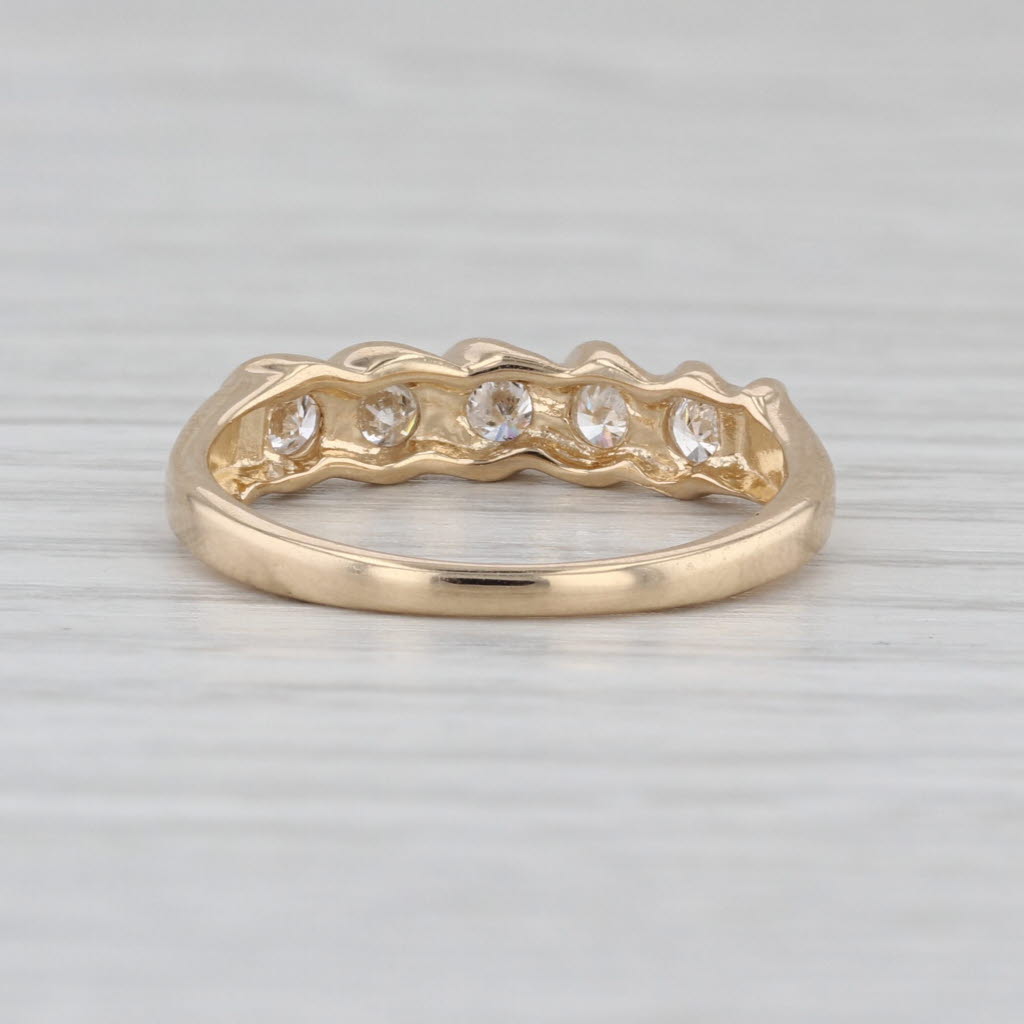 0.50ctw Diamond 5-Stone Ring 14k Yellow Gold Size 7 Stackable Wedding Band