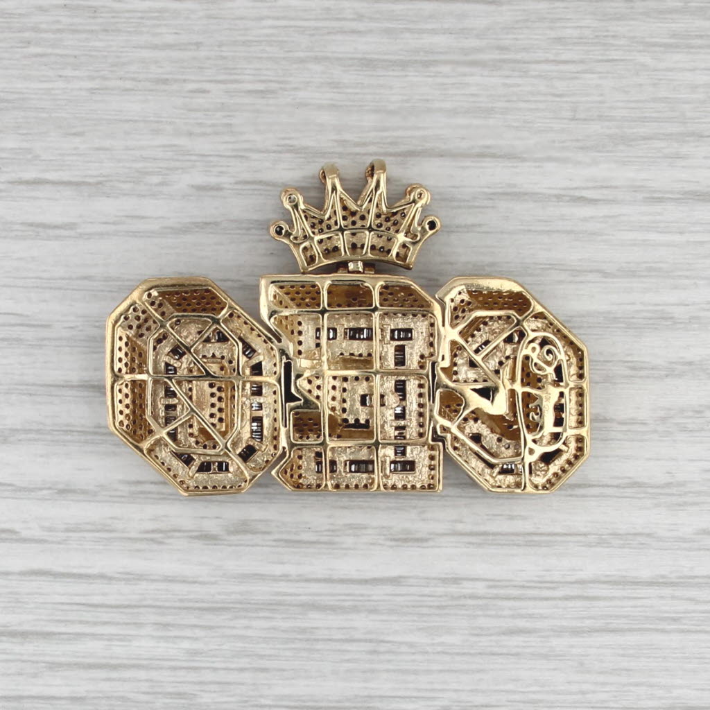 4.08ctw Diamond Crowned CEO Pendant 10k Yellow Gold Box Statement
