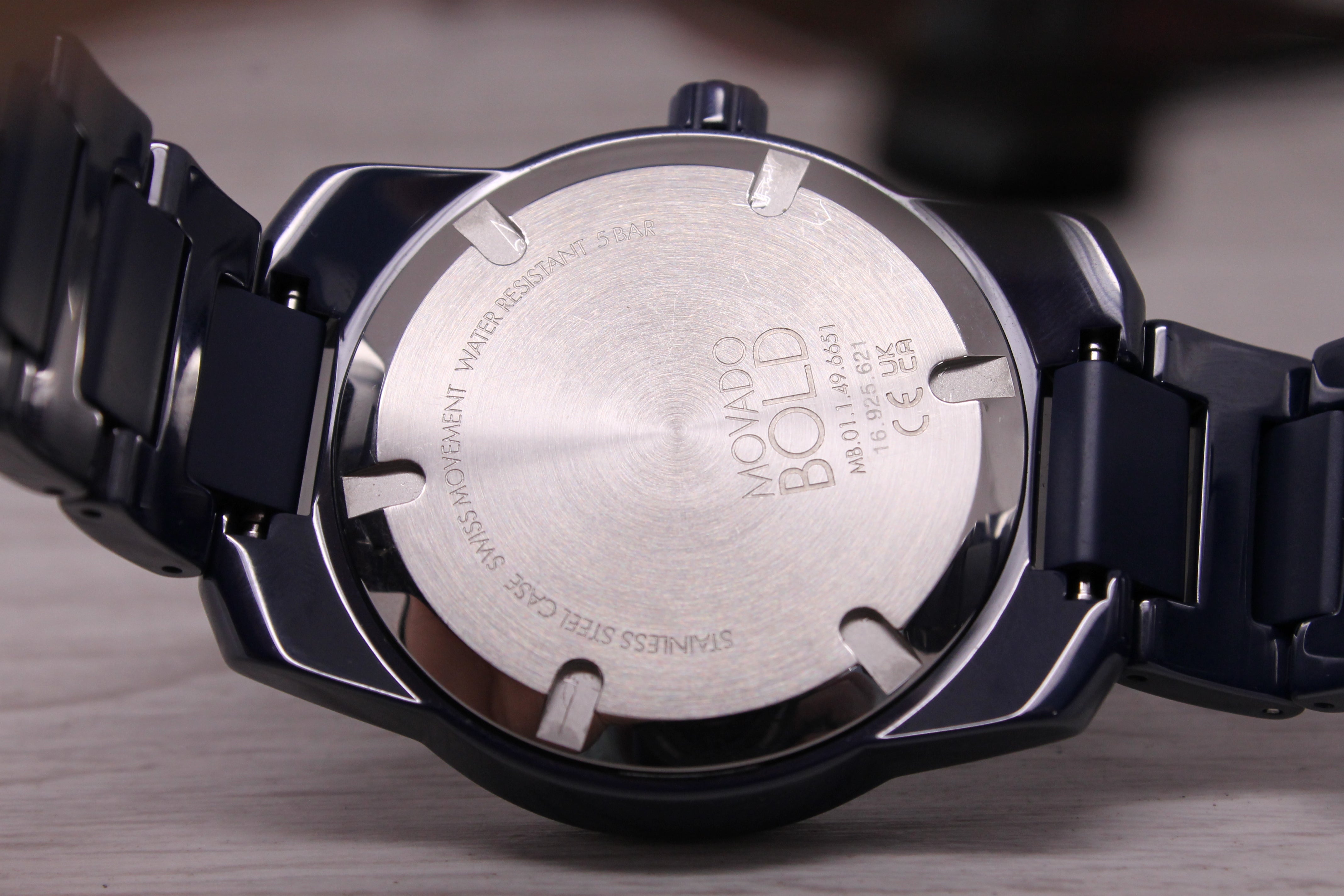 Movado Bold Verso 42mm Quartz Watch Blue IP Stainless Steel Date Swiss 3600862