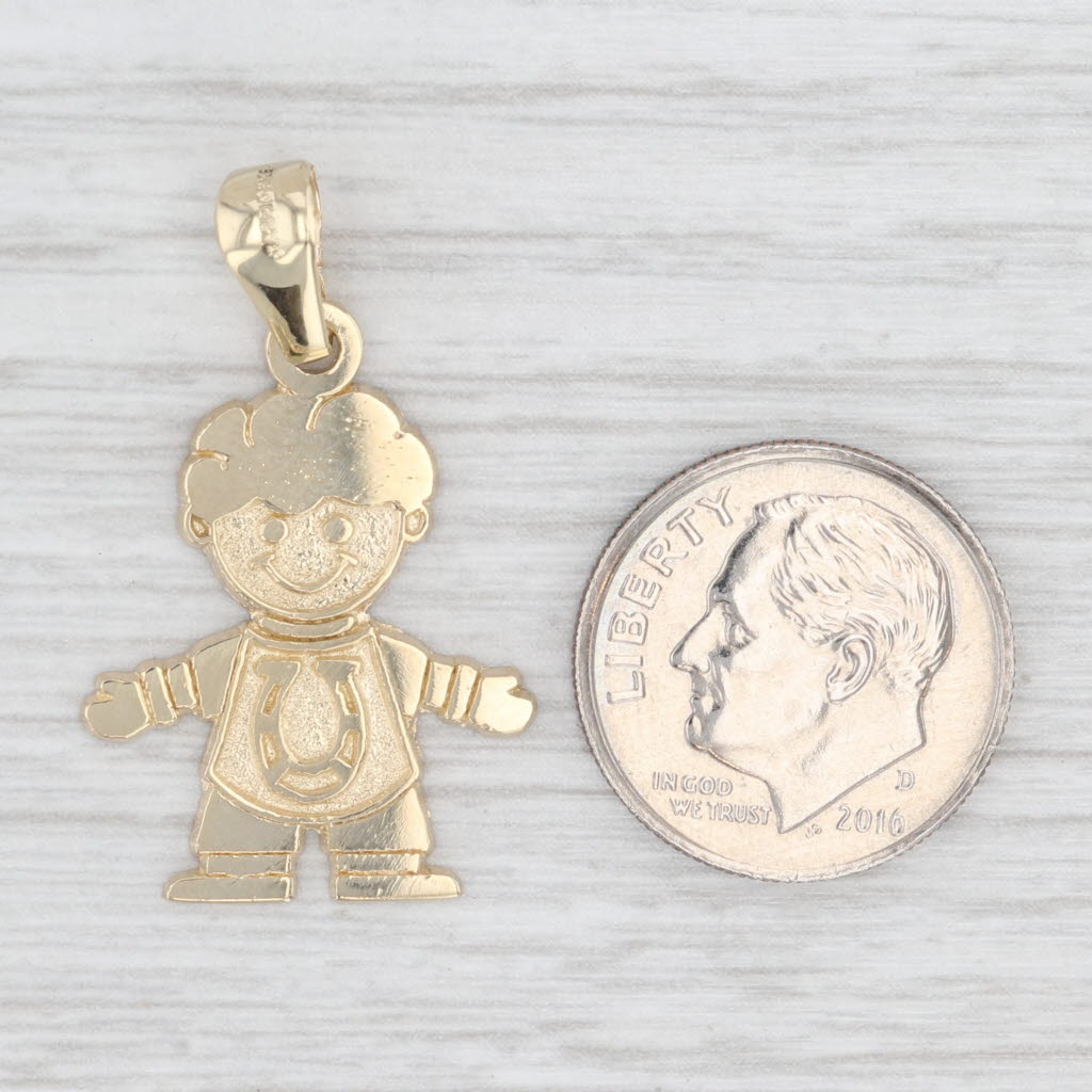 Light Gray Lucky Boy Pendant 10k Yellow Gold Horseshoe Figural New Mom