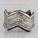 Gray Southwestern Cuff Bracelet Sterling Silver Sand Cast Texture Vintage Statement
