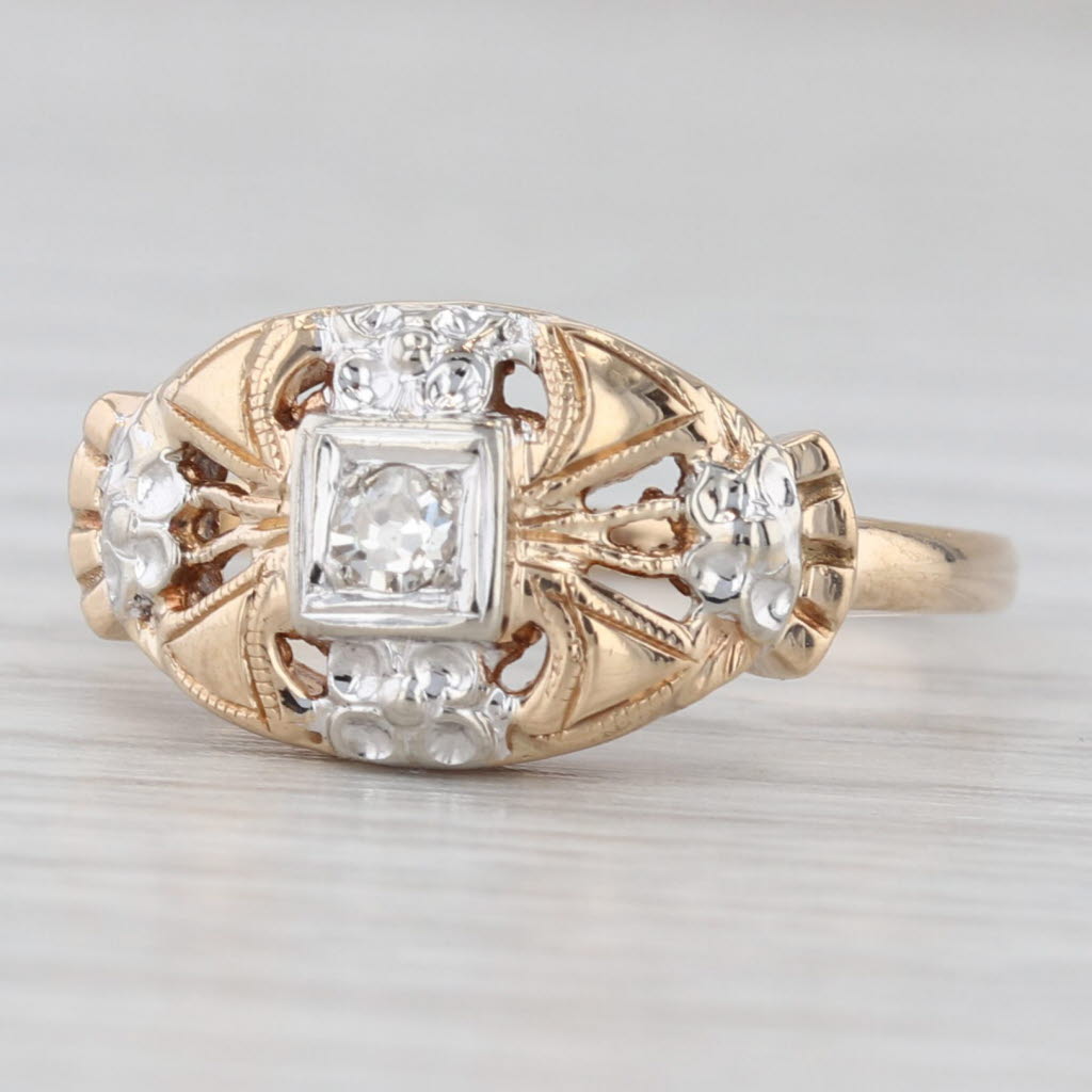 Vintage Diamond Ring 12k -13k Yellow Gold Size 6.75
