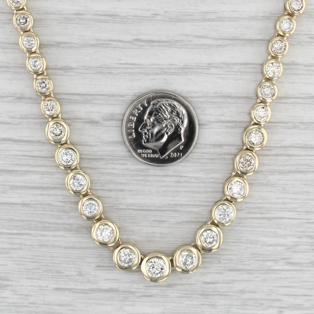 7ctw Graduated Natural Diamond Tennis Necklace 14k Yellow Gold 18" 4-7mm