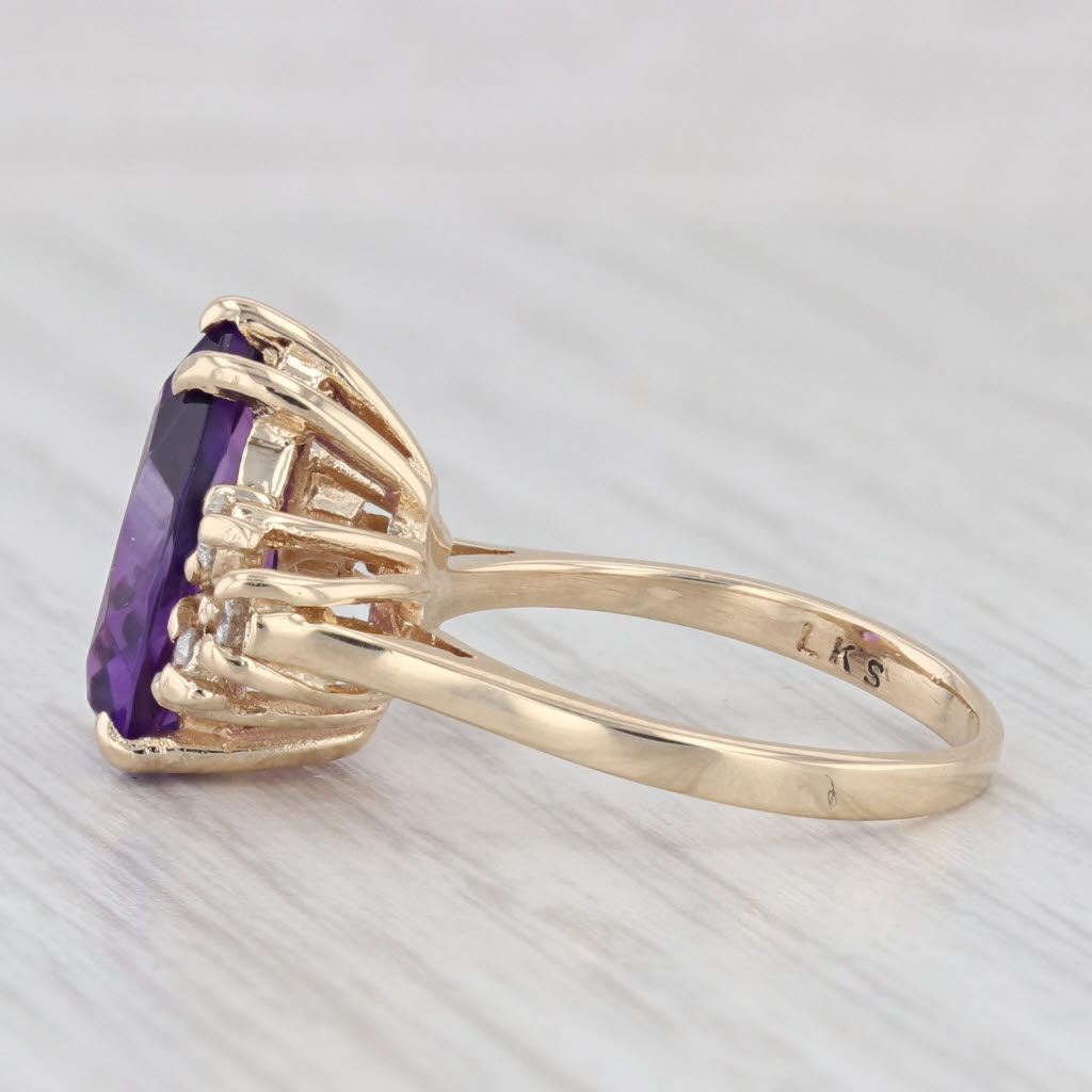 Light Gray 3.60ctw Teardrop Amethyst Diamond Ring 14k Yellow Gold Size 5.5