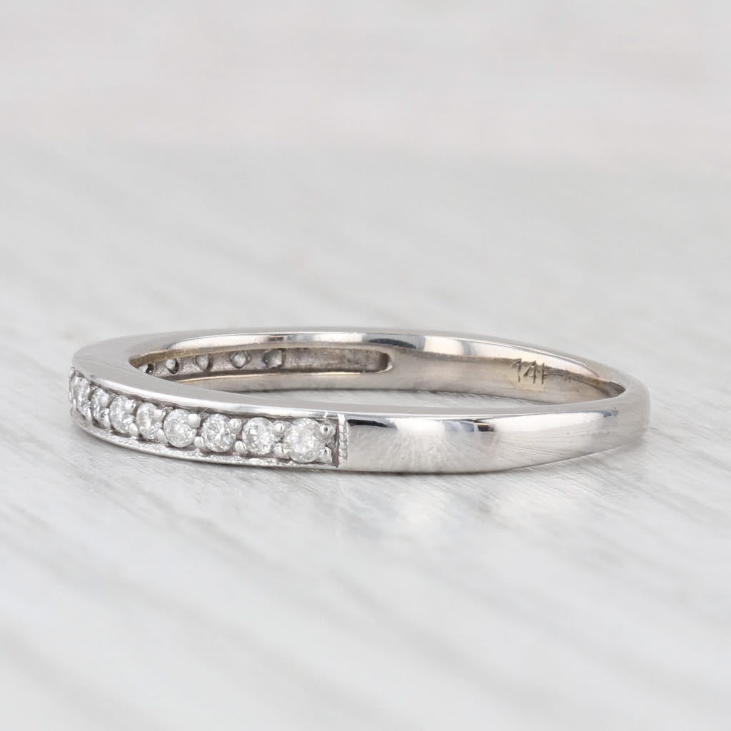 Light Gray 0.20ctw Diamond Wedding Band 14k White Gold Size 8 Stackable Bridal Ring