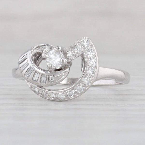 Light Gray Vintage 0.28ctw Diamond Abstract Ring 14k White Gold Size 8.5