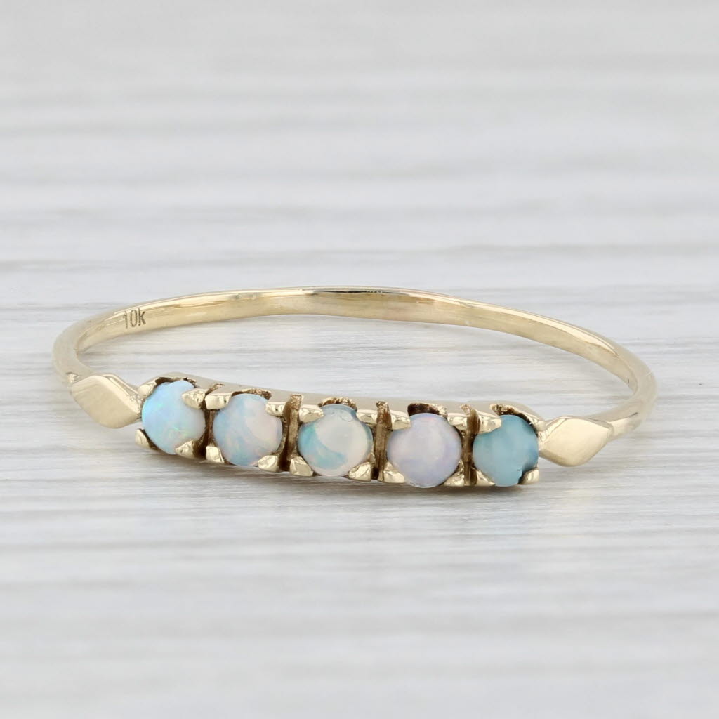 Light Gray Vintage Opal Ring 10k Yellow Gold Size 9.5 Stackable