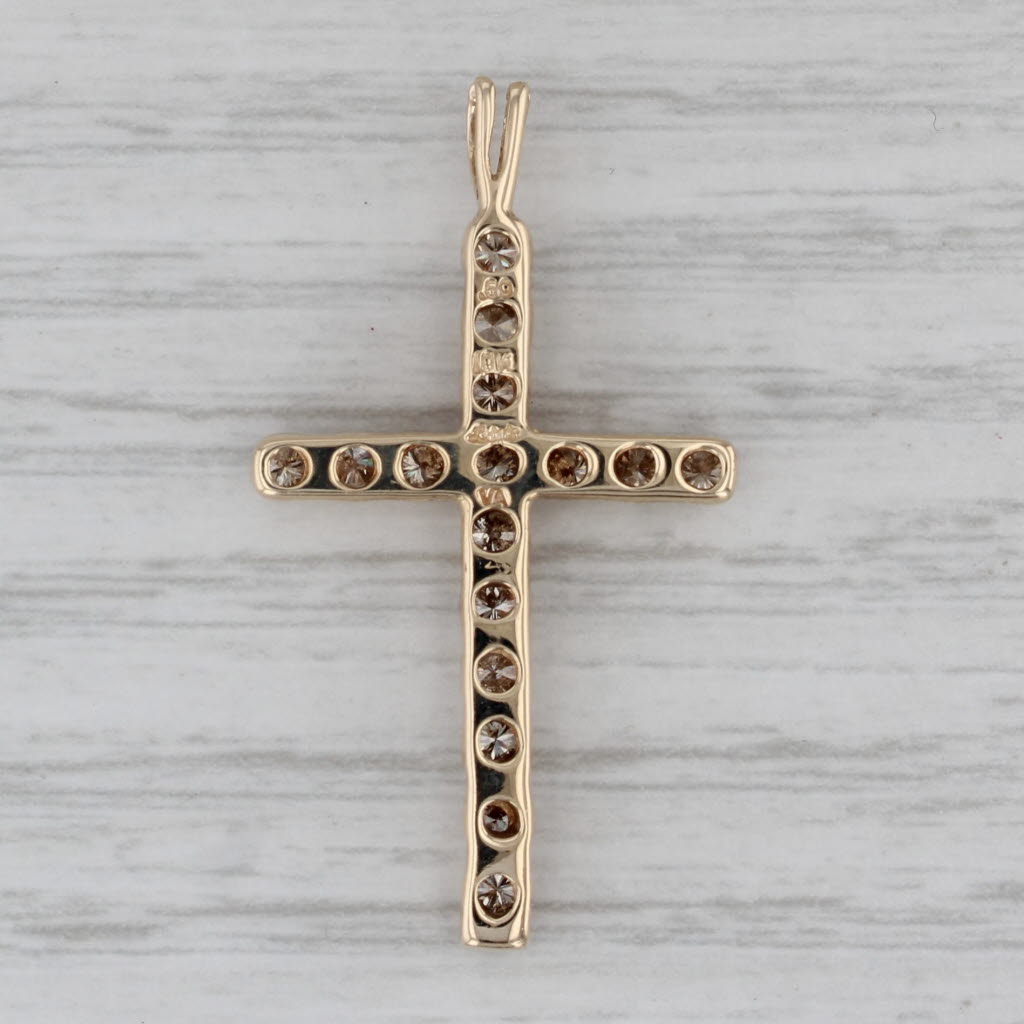 Gray 0.48ctw Diamond Cross Pendant 10k Yellow Gold