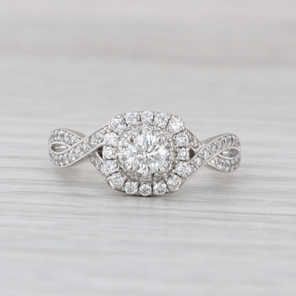 Neil Lane 0.37ctw Diamond Halo Engagement Ring 14k White Gold Size 6.75