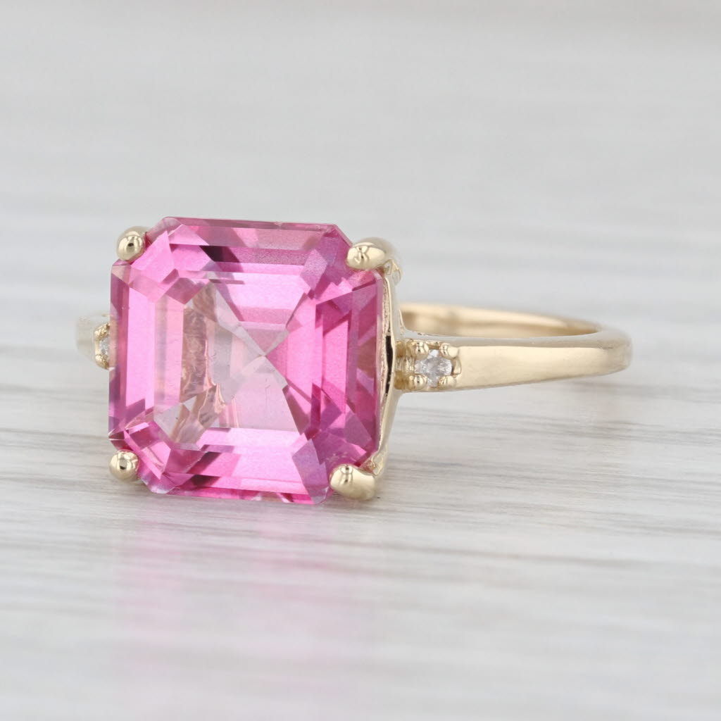 5.45ctw Pink Topaz Diamond Ring 10k Yellow Gold Size 7.5