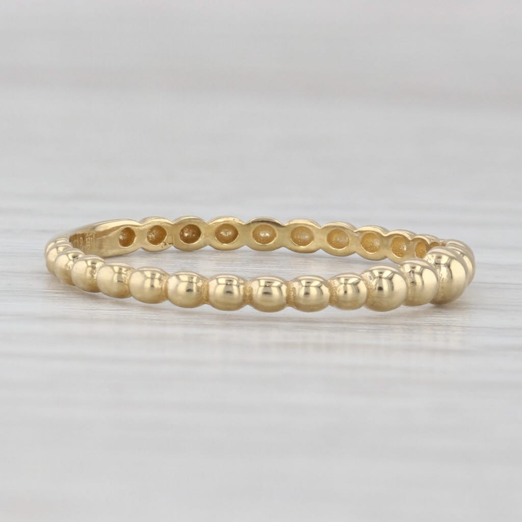 Light Gray Bead Pattern Band Ring 18k Yellow Gold Size 8 Stackable