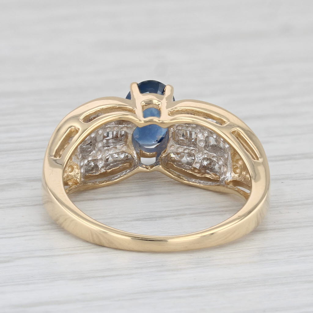 Light Gray 1.21ctw Oval Blue Sapphire Diamond Ring 18k Yellow Gold Size 6.5