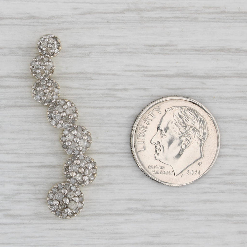 0.70ctw Diamond Clusters Journey Pendant 10k Gold Floating Drop