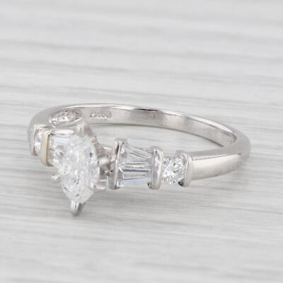 Light Gray Vintage 0.65ctw Marquise Diamond Engagement Ring 950 Platinum Size 6