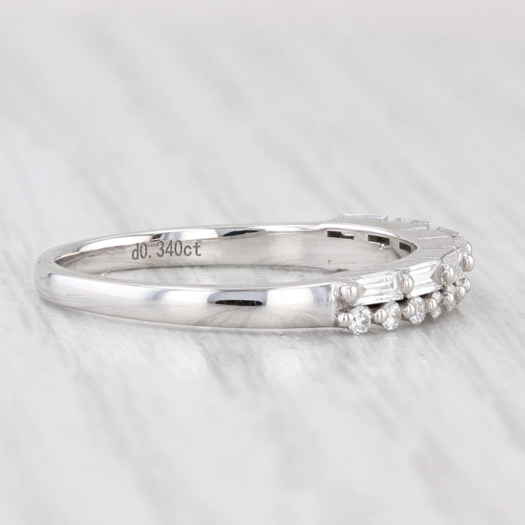 Light Gray New 0.34tw Diamond Wedding Band 14k White Gold Stackable Anniversary Ring 6.25