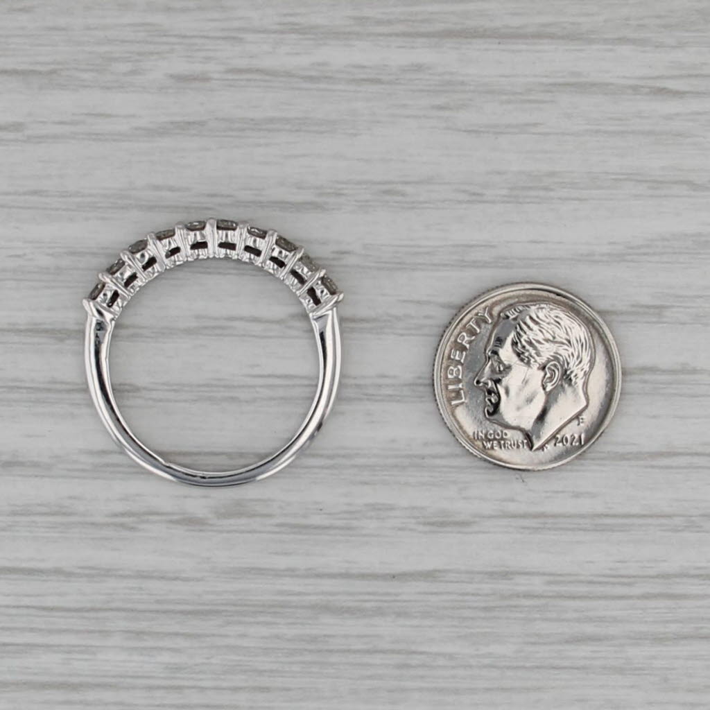 0.90ctw Diamond Wedding Band 14k White Gold Size 10 Stackable Annivesary Ring