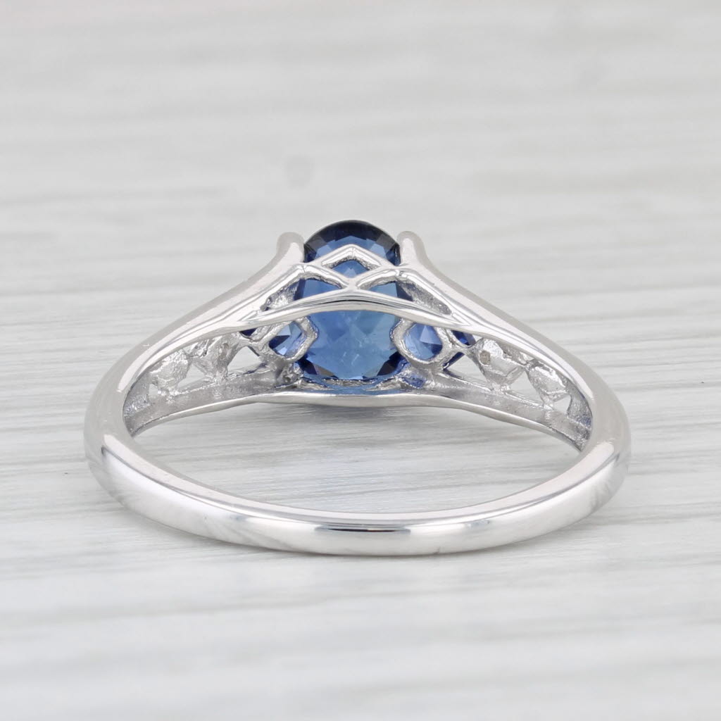 Light Gray 1.19ctw Lab Created Blue Sapphire Diamond Ring 10k White Gold Sz 6.75 Engagement