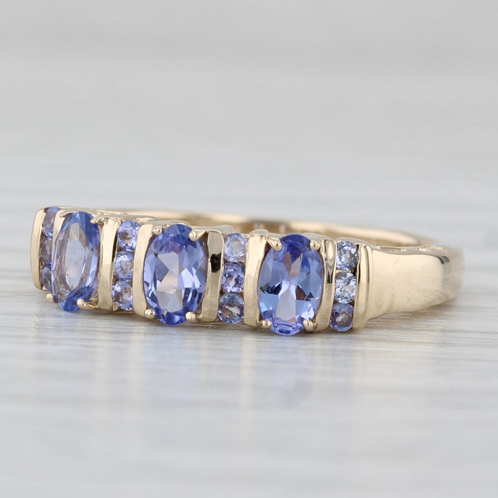 Light Gray 1ctw 3-Stone Tanzanite Ring 14k Yellow Gold Size 7 Stackable