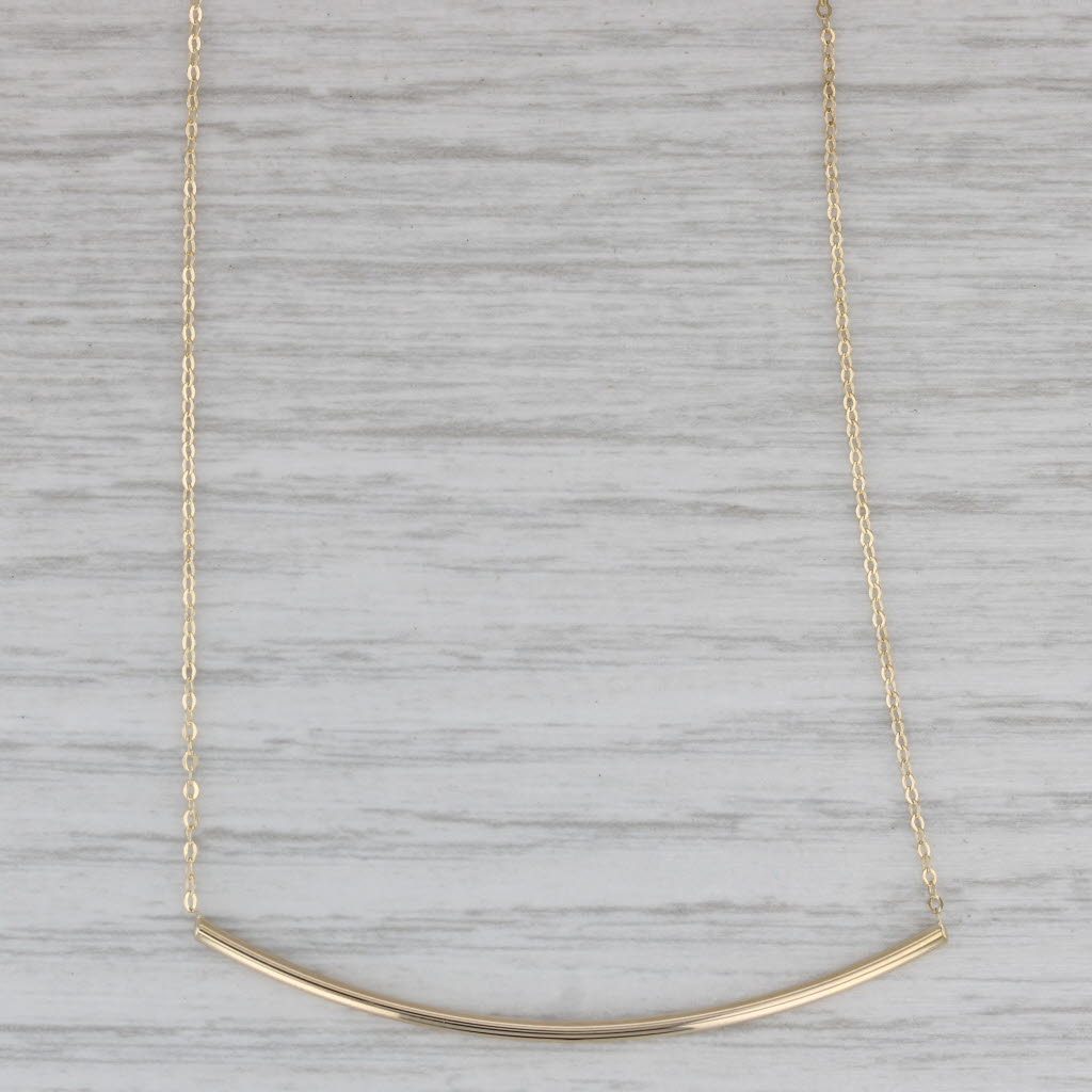 Gray Bar Cable Chain Necklace 14k Yellow Gold 18"