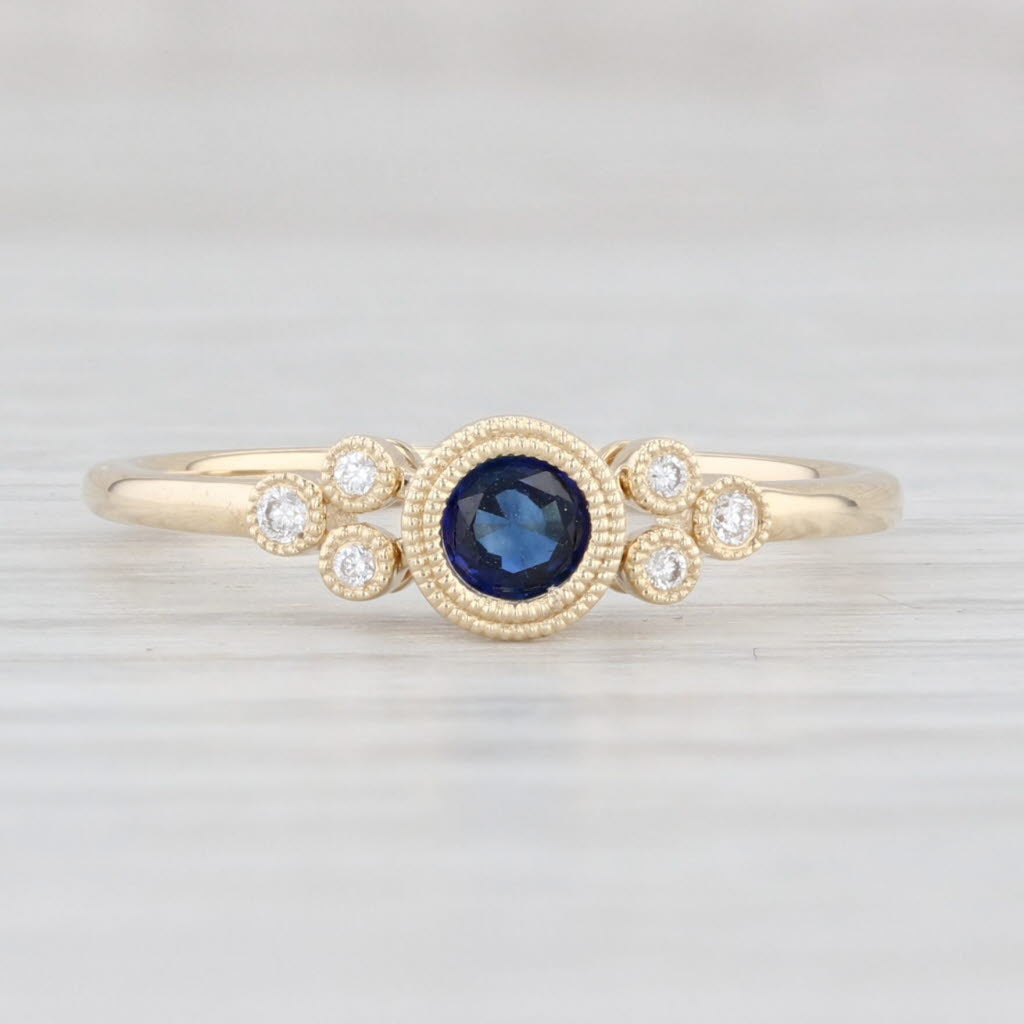 Light Gray New 0.36ctw Blue Sapphire Diamond Ring 14k Yellow Gold Size 6.5 Engagement