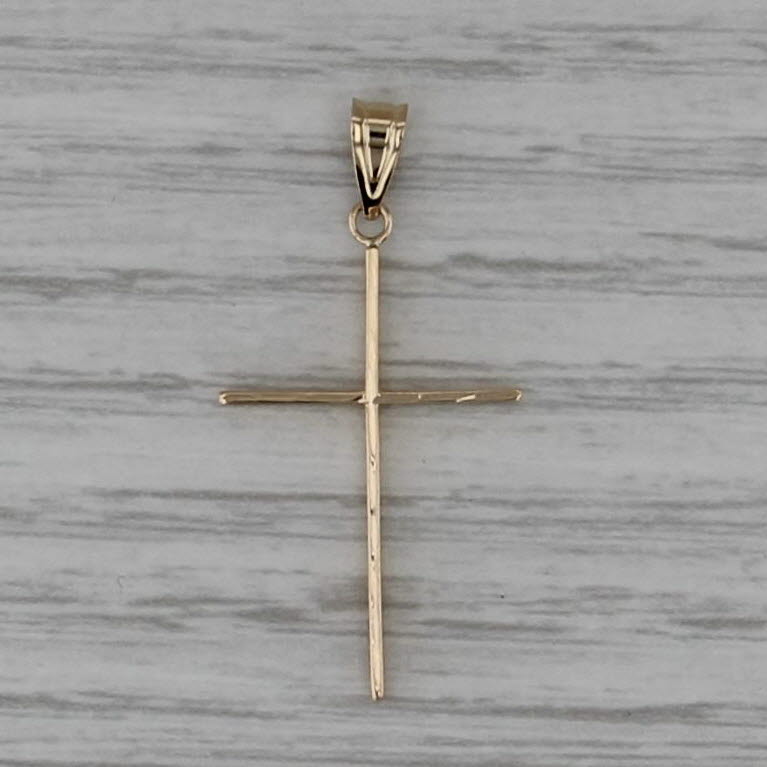 Thin Cross Pendant 14k Yellow Gold Religious Jewelry