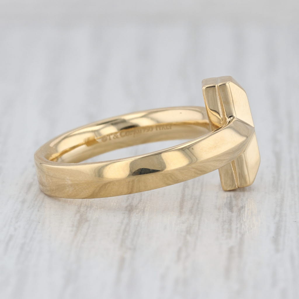 Tiffany & Co Beveled Large T Ring 18k Yellow Gold Size 10