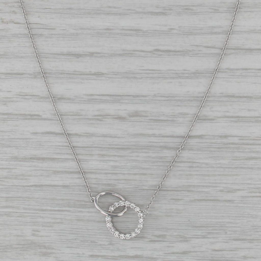 New 0.25ctw Diamond Linked Rings Necklace 14k White Gold 18" Cable Chain