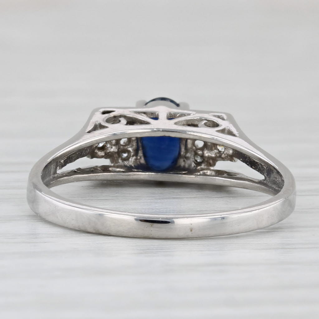 Light Gray 0.71ctw Blue Sapphire Diamond Ring 14k White Gold Size 8