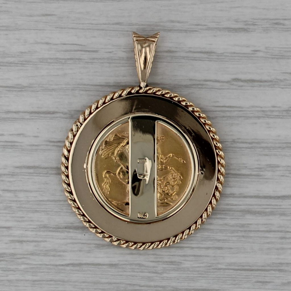 Lab Created Spinel Victoria 1887-1893 Jubilee Sovereign Pendant 14k 22k Gold