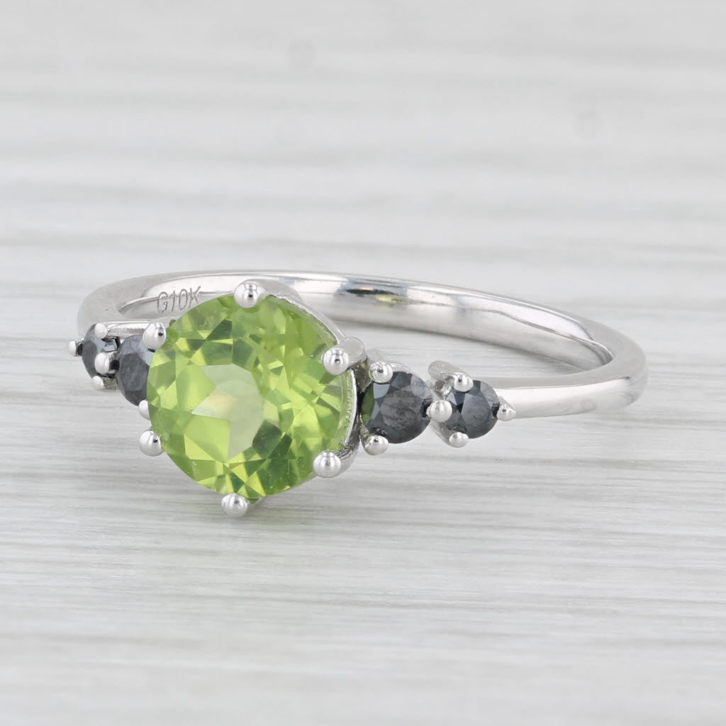 Light Gray 1.45ct Green Peridot Back Simulated Diamond Ring 10k White Gold Size 7.25