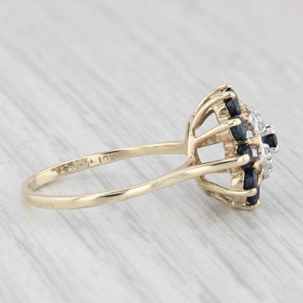 Light Gray 1ctw Blue Sapphire Diamond Ring 10k Yellow Gold Size 6