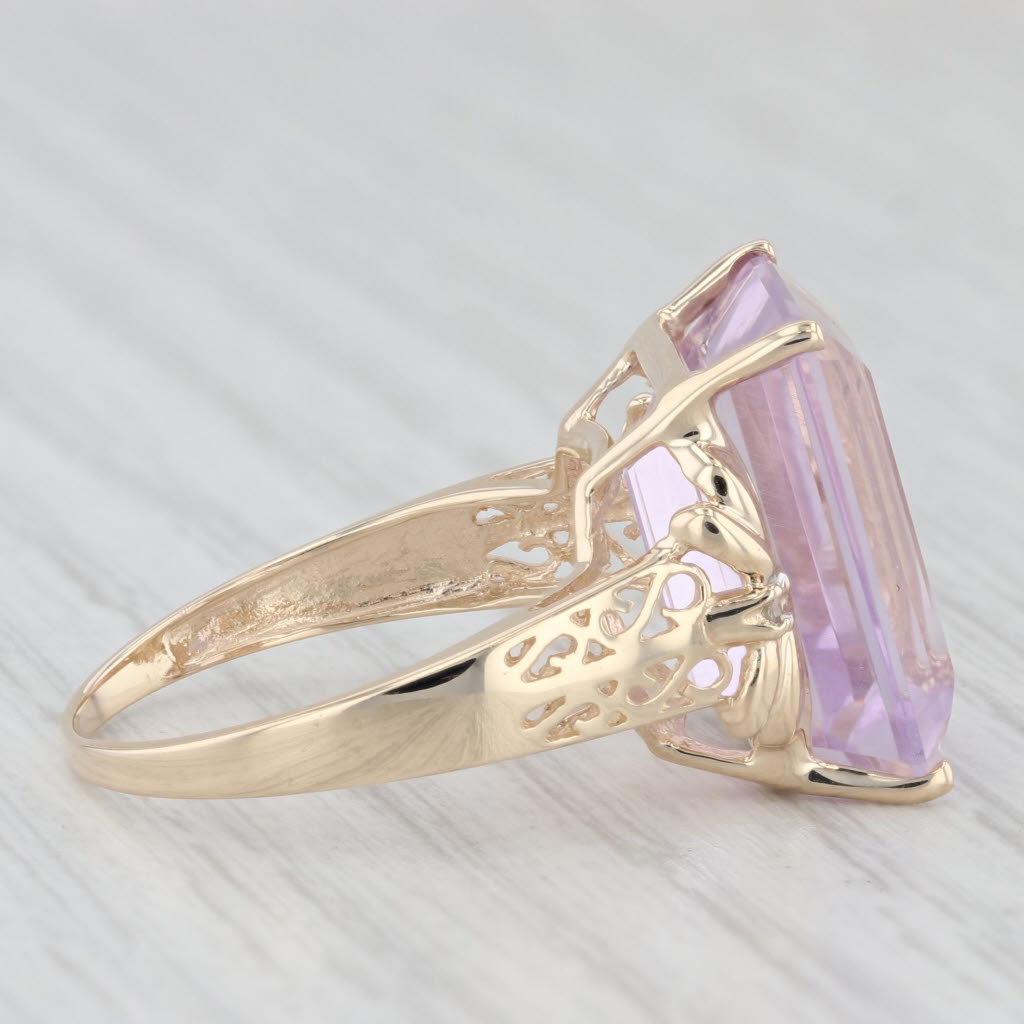 Light Gray 12.02ctw Emerald Cut Amethyst Diamond Ring 10k Yellow Gold Size 8.25 Cocktail