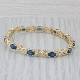 8.75ctw Blue Sapphire Diamond Tennis Bracelet 14k Yellow Gold 7" 6mm
