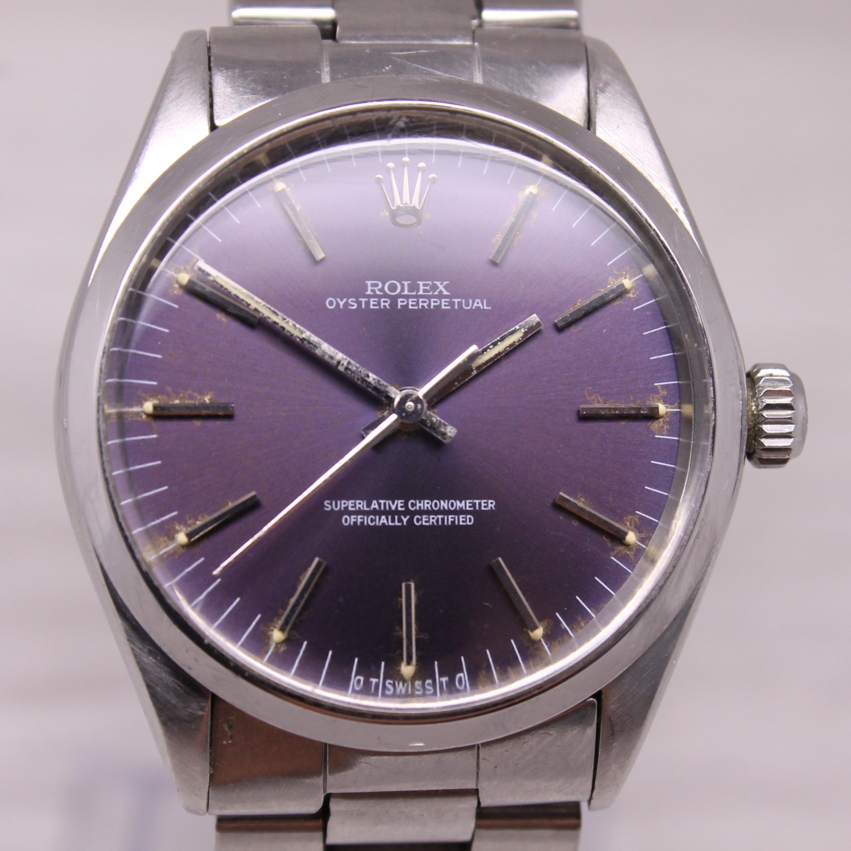 Vintage c.1975 Rolex Oyster Perpetual 1002 34mm Watch ORIGINAL Purple Sigma Dial