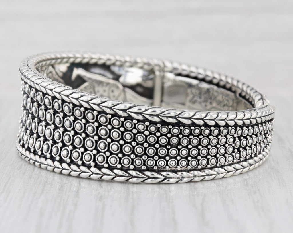 John Hardy Jai Safari Scene Cuff Bracelet Sterling Silver Hinged 7" Statement