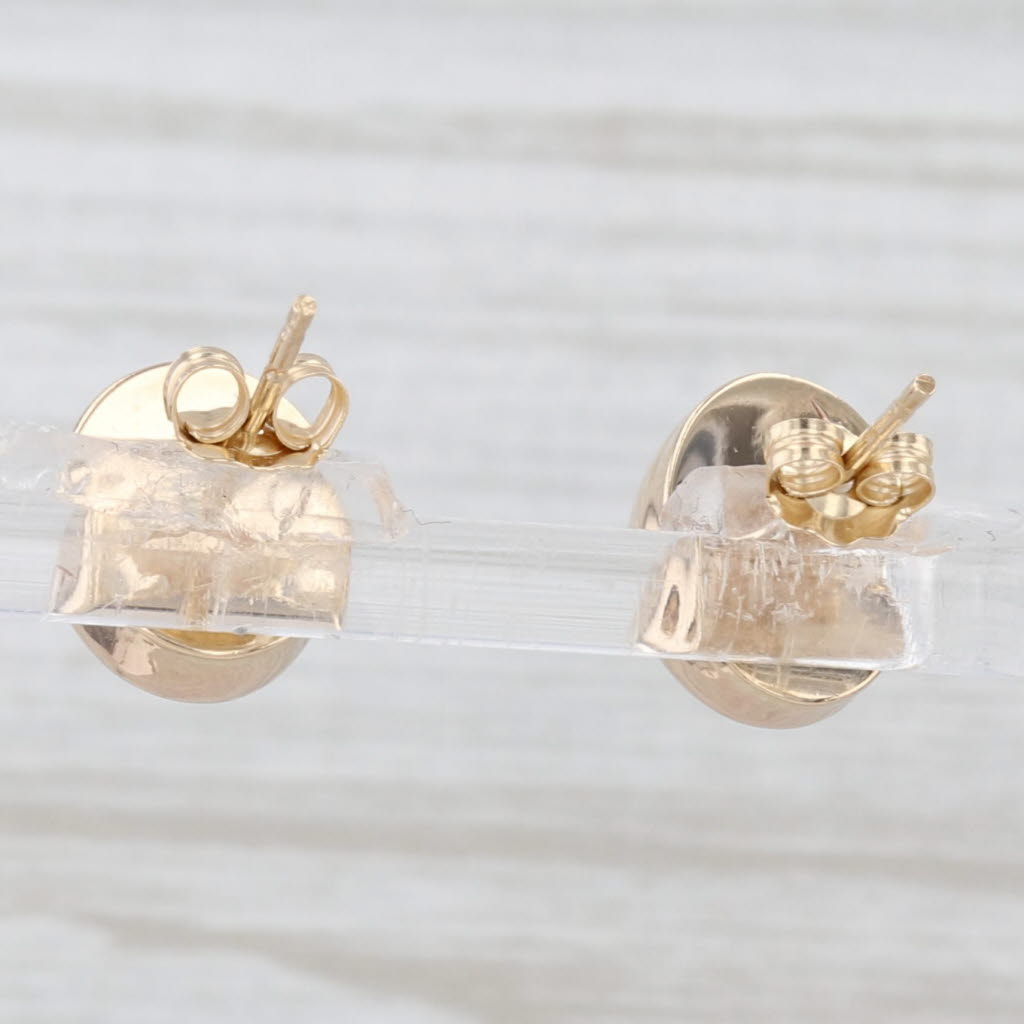 Light Gray Tiger's Eye Oval Cabochon Solitaire Stud Earrings 14k Yellow Gold